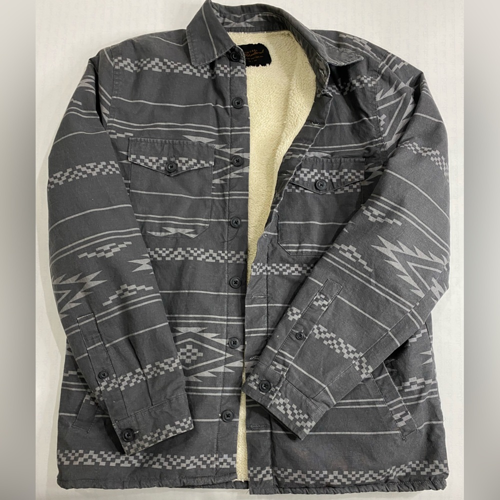 Cotton On Vintage Re-Mastered Grey Aztec Long Sleeve Shacket 4 Pockets Cotton